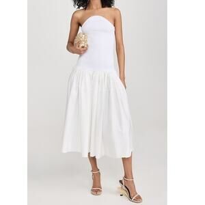 Alexis Kamali Dress stretch white midi aline bride bridal size large L US 8/10